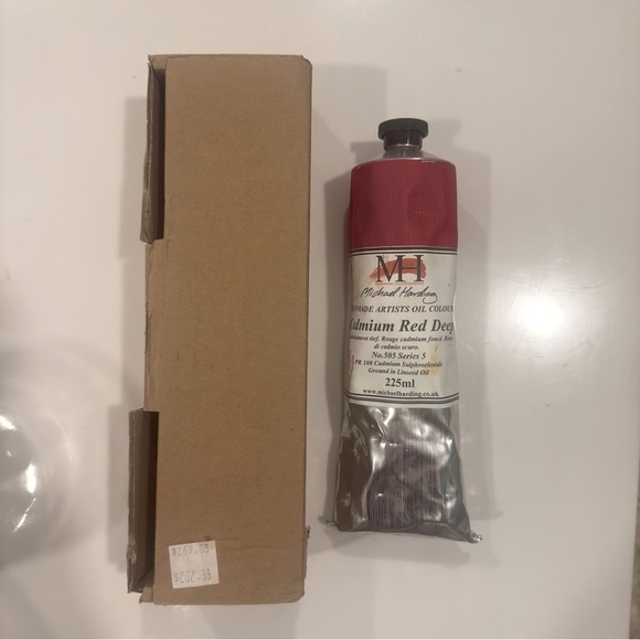 Michael Harding Artists Oil Color - Cadmium Red Deep, 225 ml tube NEW - Picture 1 of 4